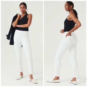Spanx On-The-Go Slim Straight High-Rise Classic White Pants